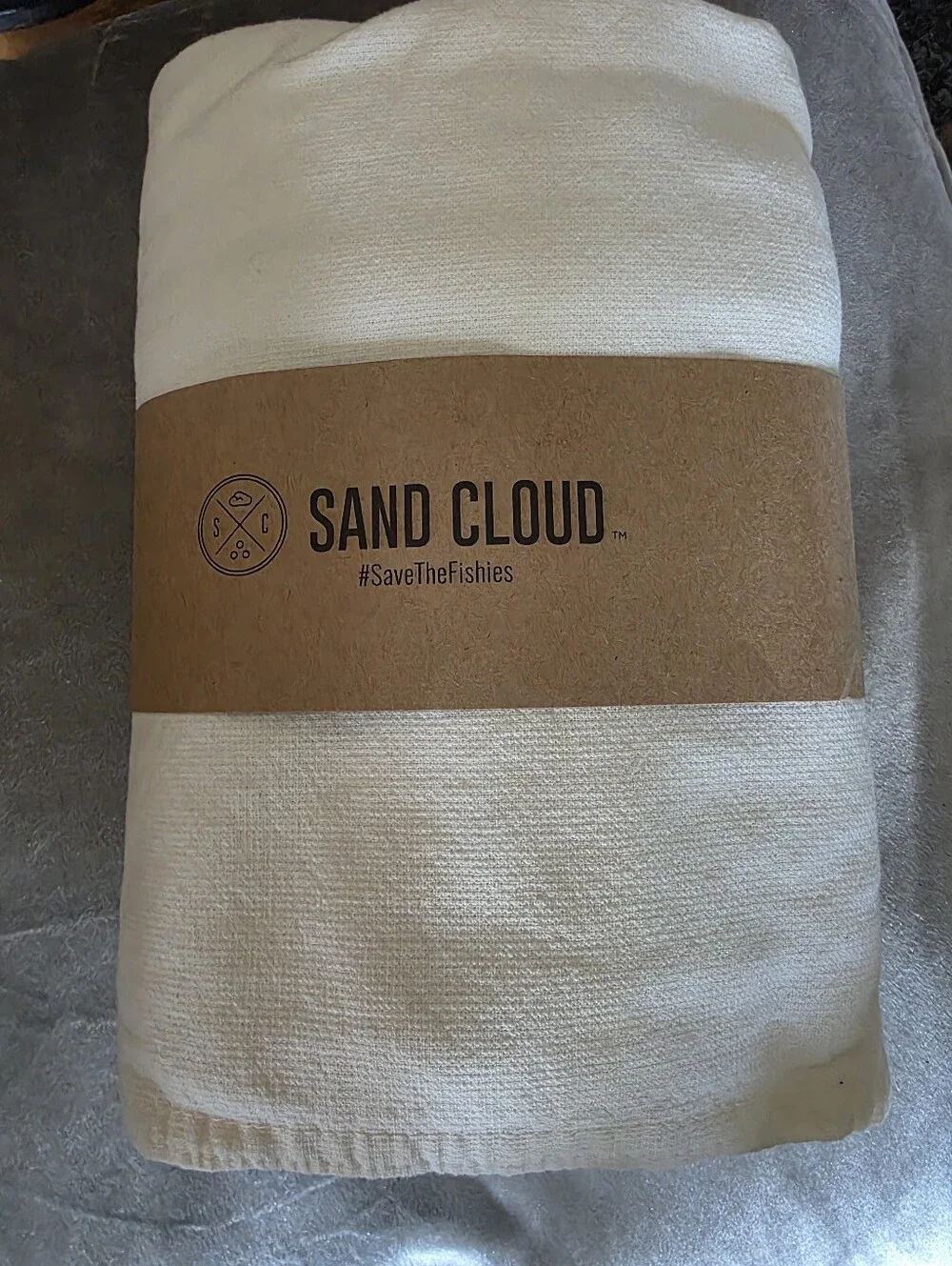 Sand Cloud XL Ivory Organic Turkish Cotton Bath Towel Terra Fringeless NWT